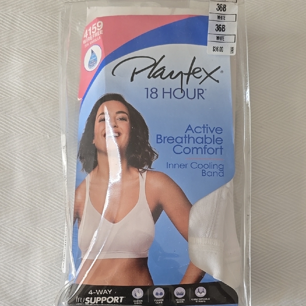 Playtex NWT White Active Bra 36B